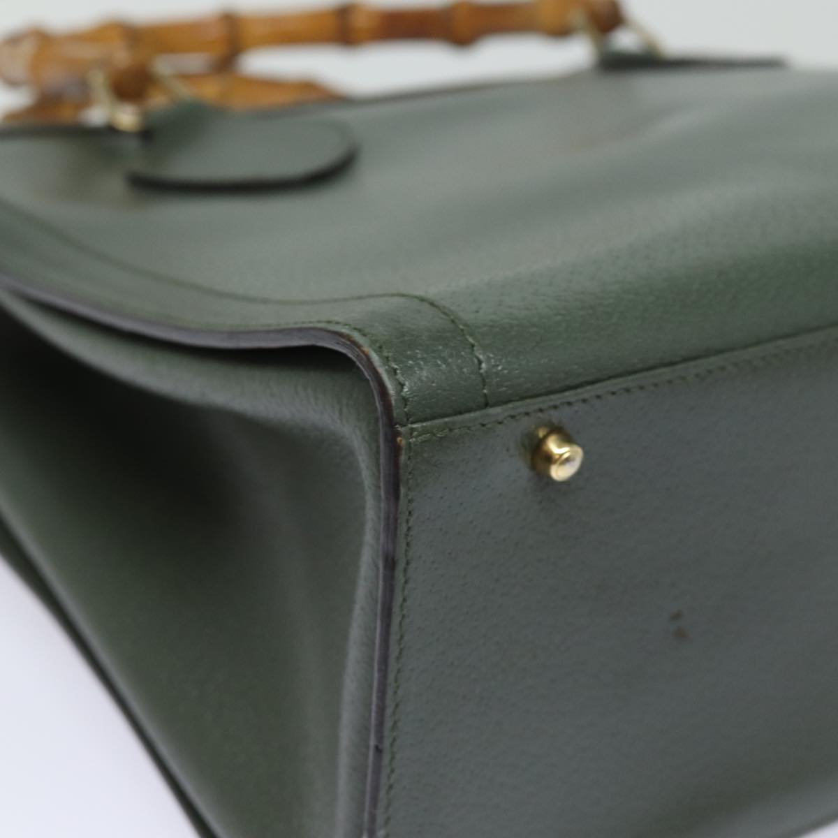 GUCCI Bamboo Tote Bag Leather Outlet Green 002 8260 2853 ep4802