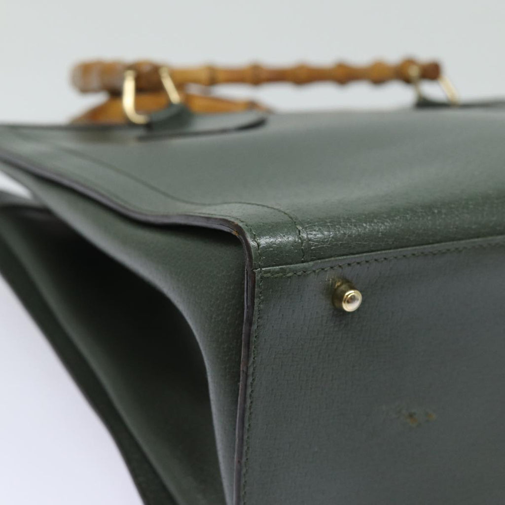 GUCCI Bamboo Tote Bag Leather Outlet Green 002 8260 2853 ep4802
