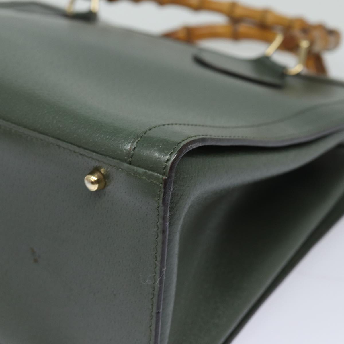 GUCCI Bamboo Tote Bag Leather Outlet Green 002 8260 2853 ep4802