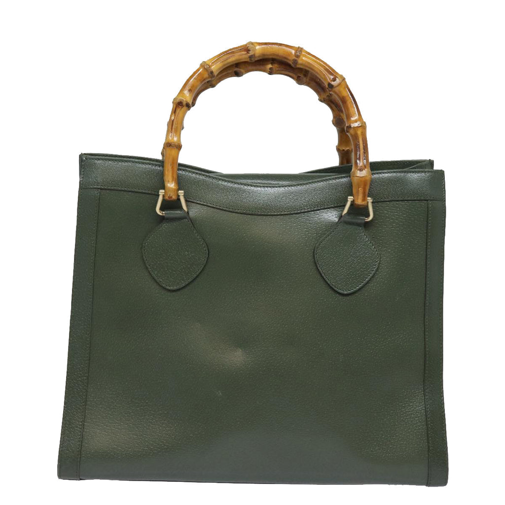 GUCCI Bamboo Tote Bag Leather Outlet Green 002 8260 2853 ep4802