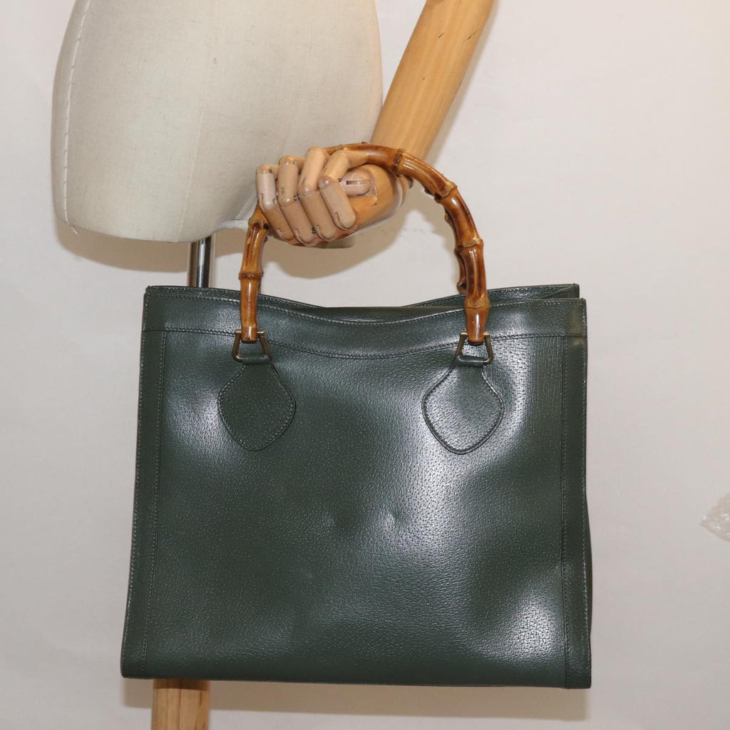 GUCCI Bamboo Tote Bag Leather Outlet Green 002 8260 2853 ep4802