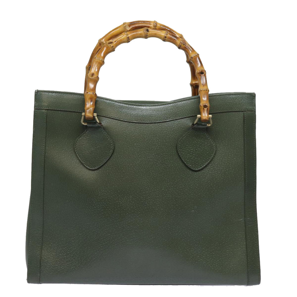 GUCCI Bamboo Tote Bag Leather Outlet Green 002 8260 2853 ep4802