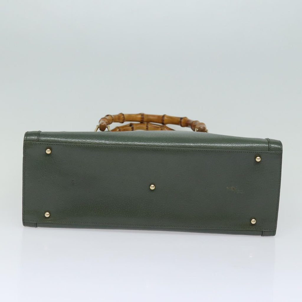 GUCCI Bamboo Tote Bag Leather Outlet Green 002 8260 2853 ep4802