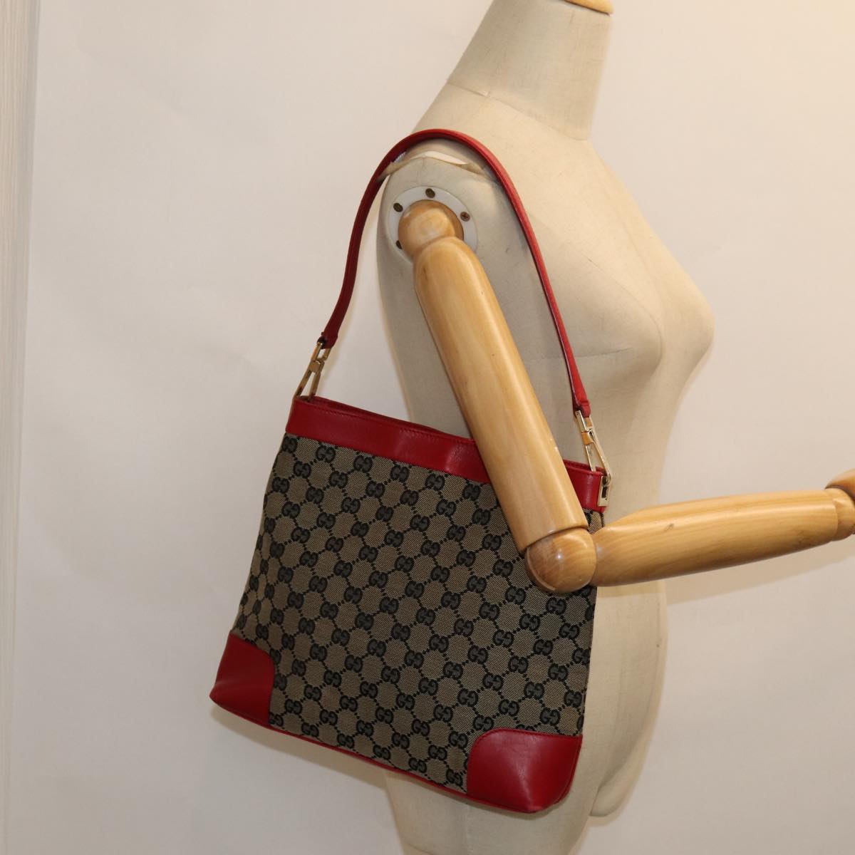 GUCCI GG Canvas Shoulder Bag Beige Red 001 4231 ep4806