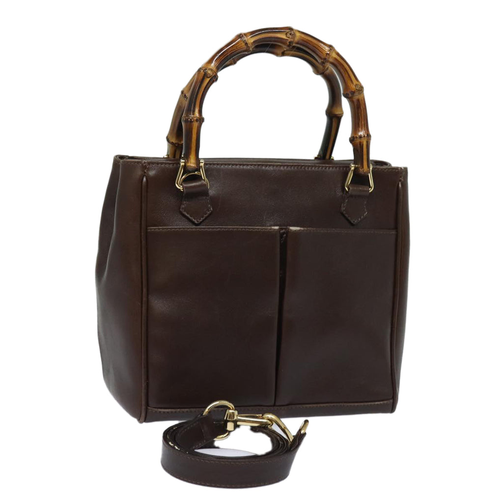 GUCCI Bamboo Hand Bag Leather 2way Brown 000 122 0316 ep4809