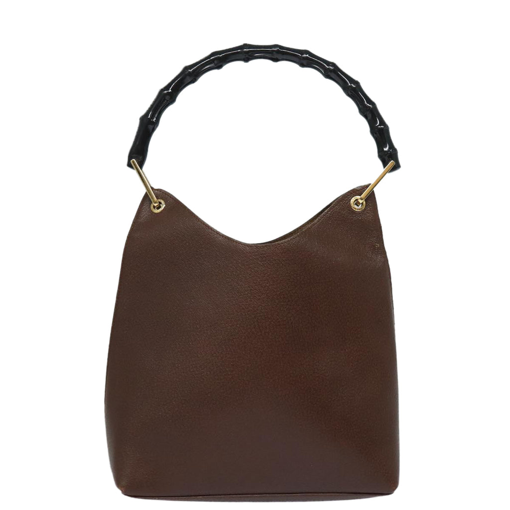 GUCCI Bamboo Shoulder Bag Leather Brown 001 1880 2123 ep4810