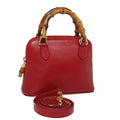 GUCCI Bamboo Hand Bag Leather 2way Red 007 1014 0231 ep4811