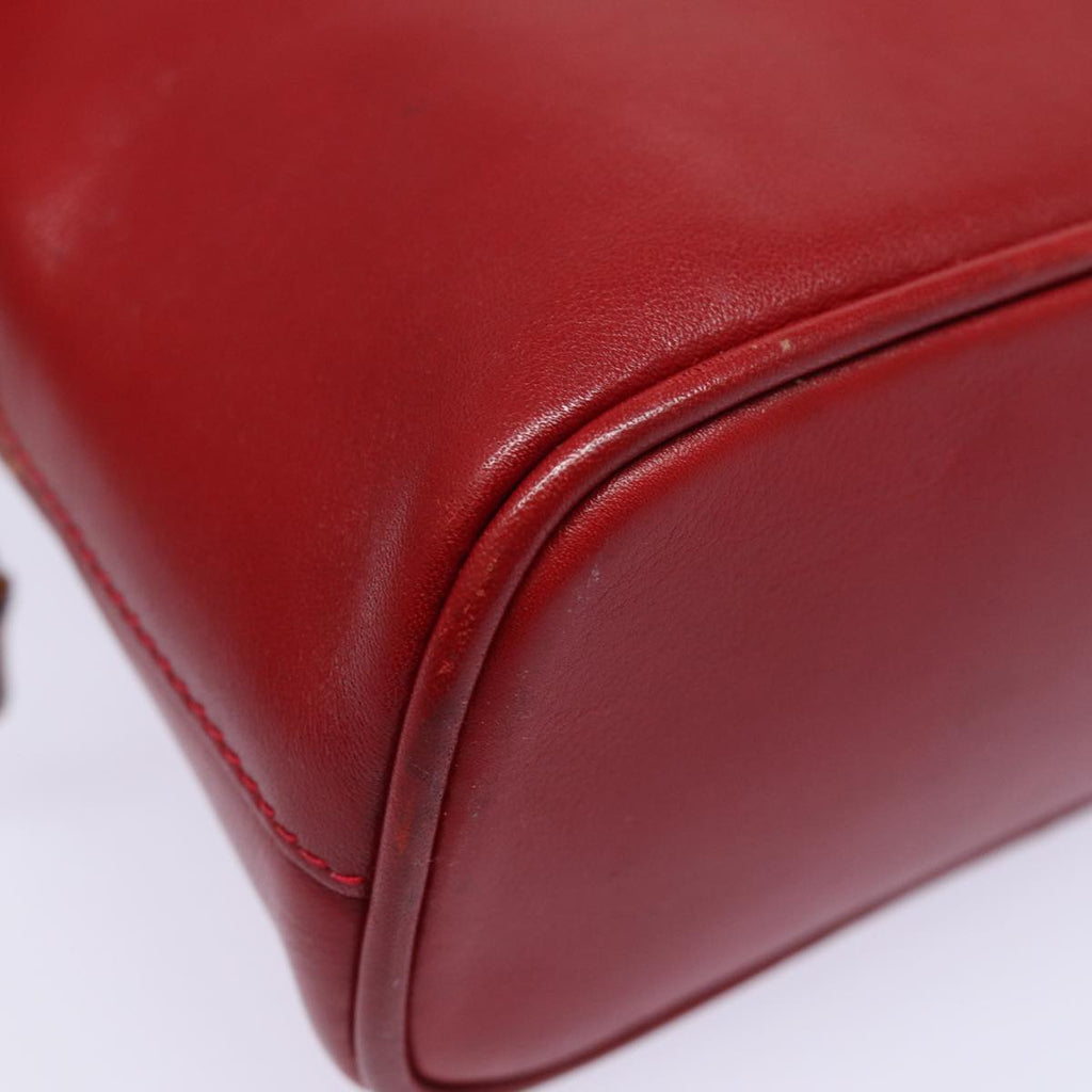 GUCCI Bamboo Hand Bag Leather 2way Red 007 1014 0231 ep4811