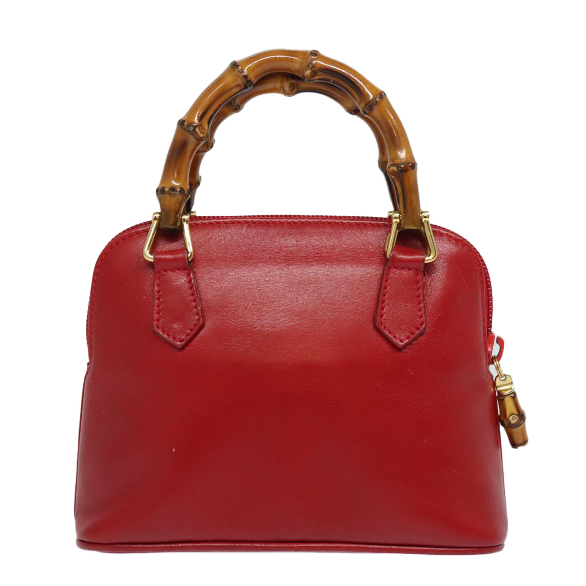 GUCCI Bamboo Hand Bag Leather 2way Red 007 1014 0231 ep4811