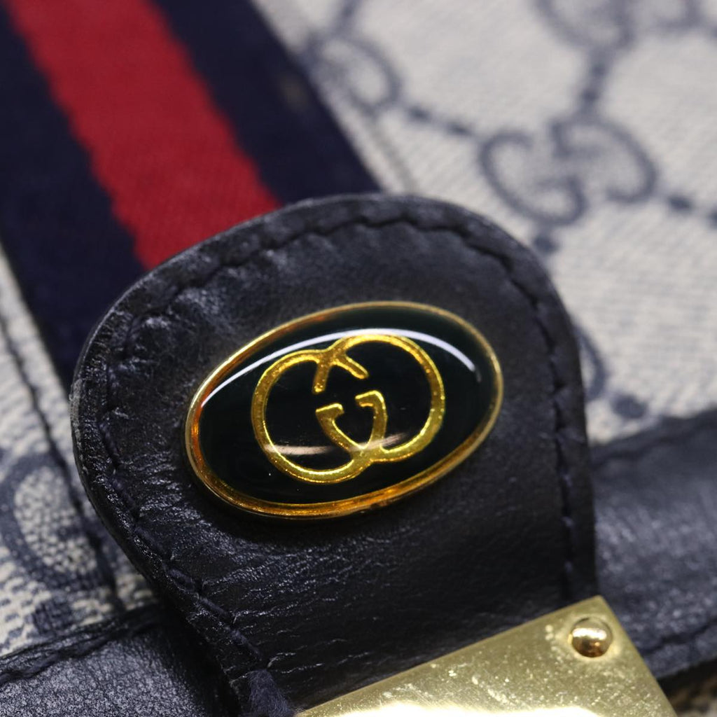 GUCCI GG Supreme Sherry Line Shoulder Bag PVC Navy Red ep4819
