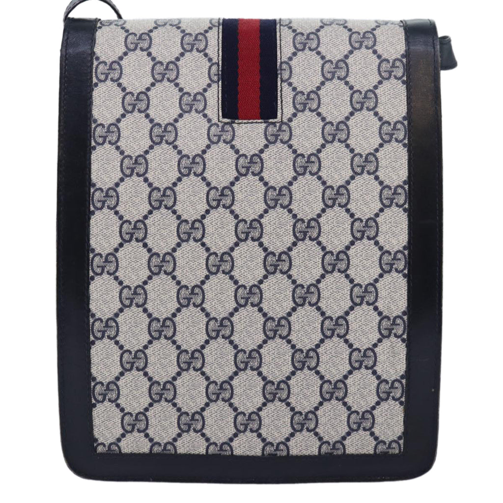 GUCCI GG Supreme Sherry Line Shoulder Bag PVC Navy Red ep4819
