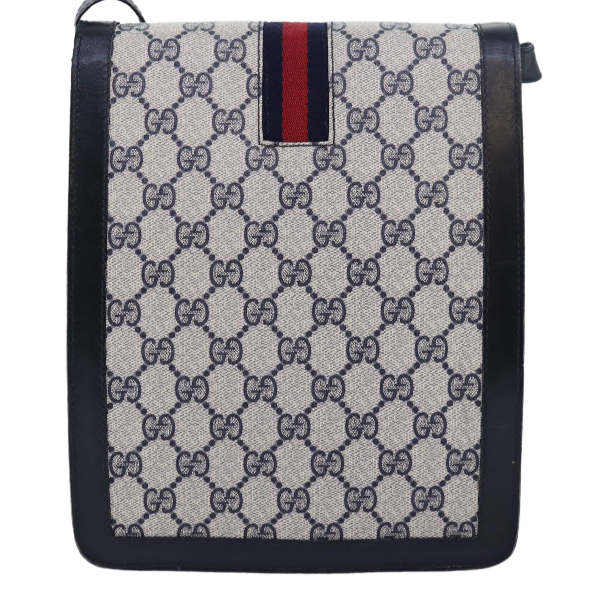 GUCCI GG Supreme Sherry Line Shoulder Bag PVC Navy Red ep4819