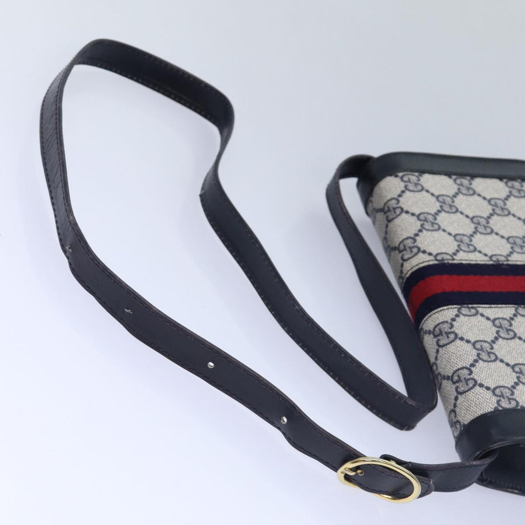 GUCCI GG Supreme Sherry Line Shoulder Bag PVC Navy Red ep4819