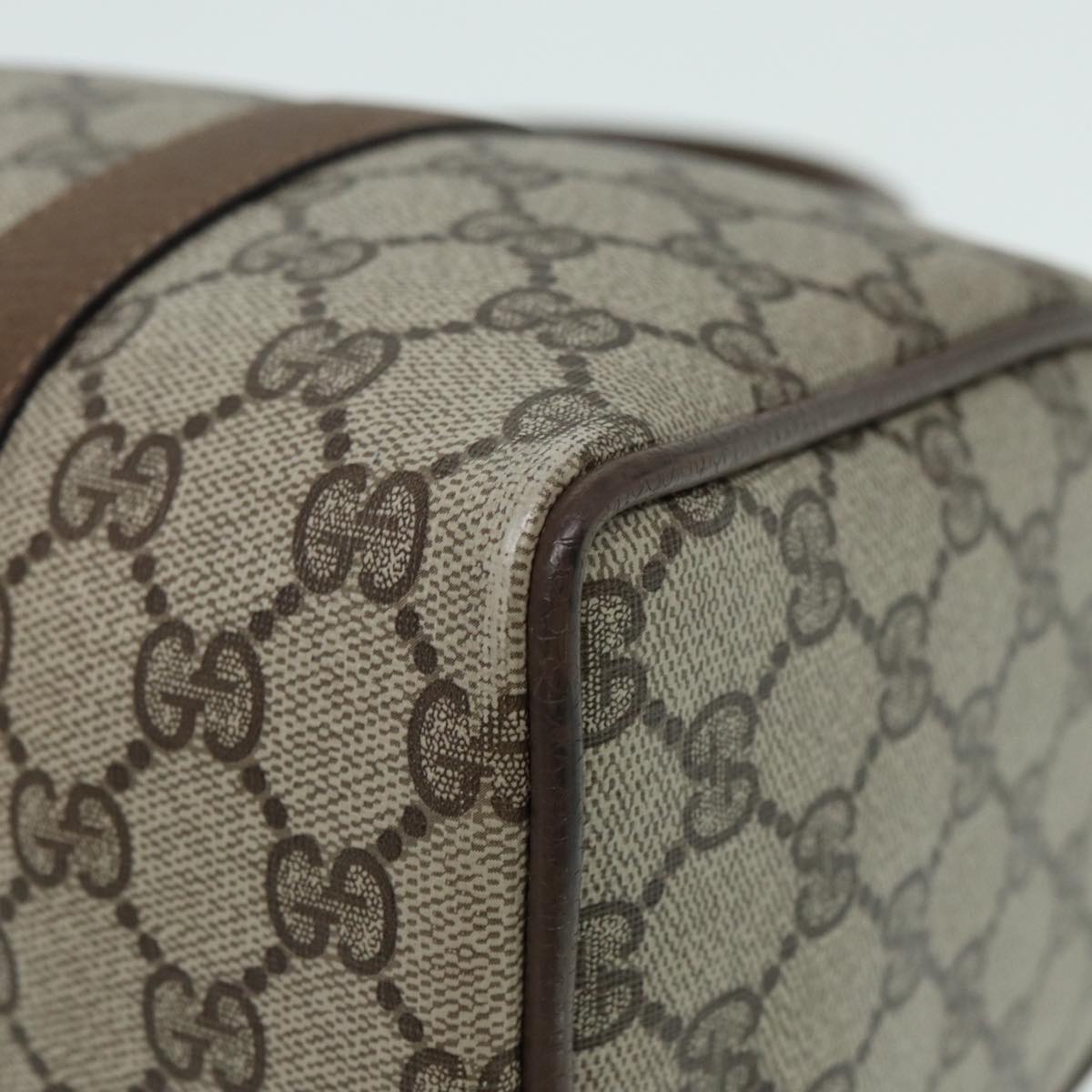 GUCCI GG Supreme Web Sherry Line Boston Bag PVC Beige 116 02 006 ep4871