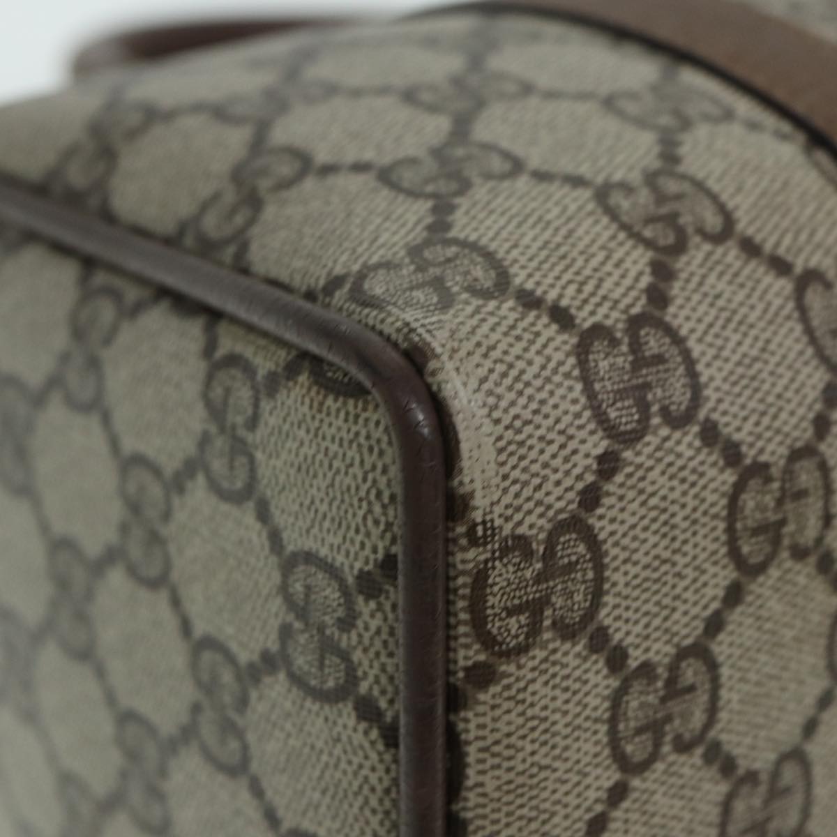 GUCCI GG Supreme Web Sherry Line Boston Bag PVC Beige 116 02 006 ep4871