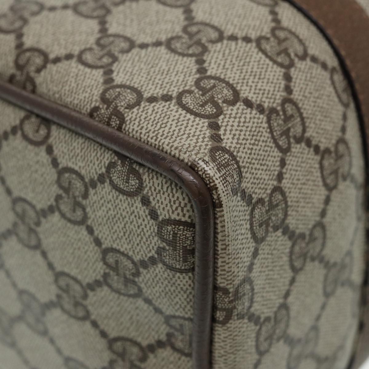 GUCCI GG Supreme Web Sherry Line Boston Bag PVC Beige 116 02 006 ep4871