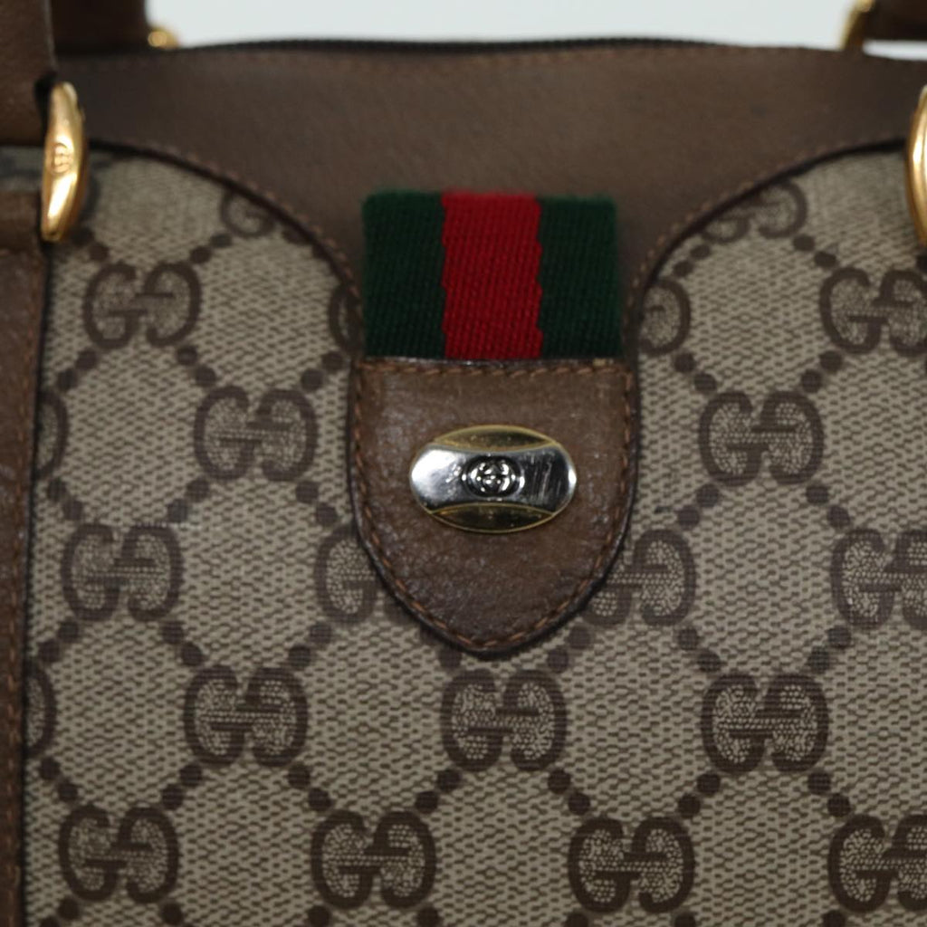 GUCCI GG Supreme Web Sherry Line Boston Bag PVC Beige 116 02 006 ep4871