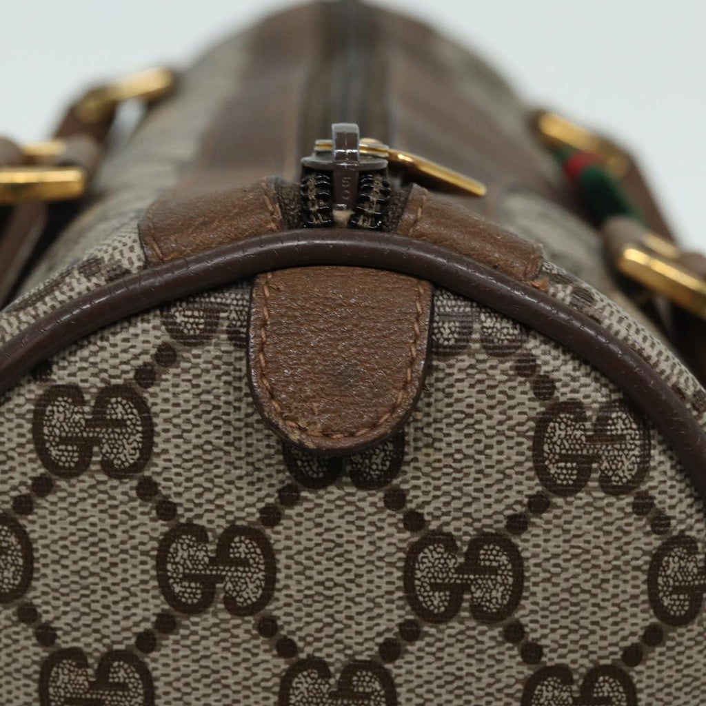 GUCCI GG Supreme Web Sherry Line Boston Bag PVC Beige 116 02 006 ep4871