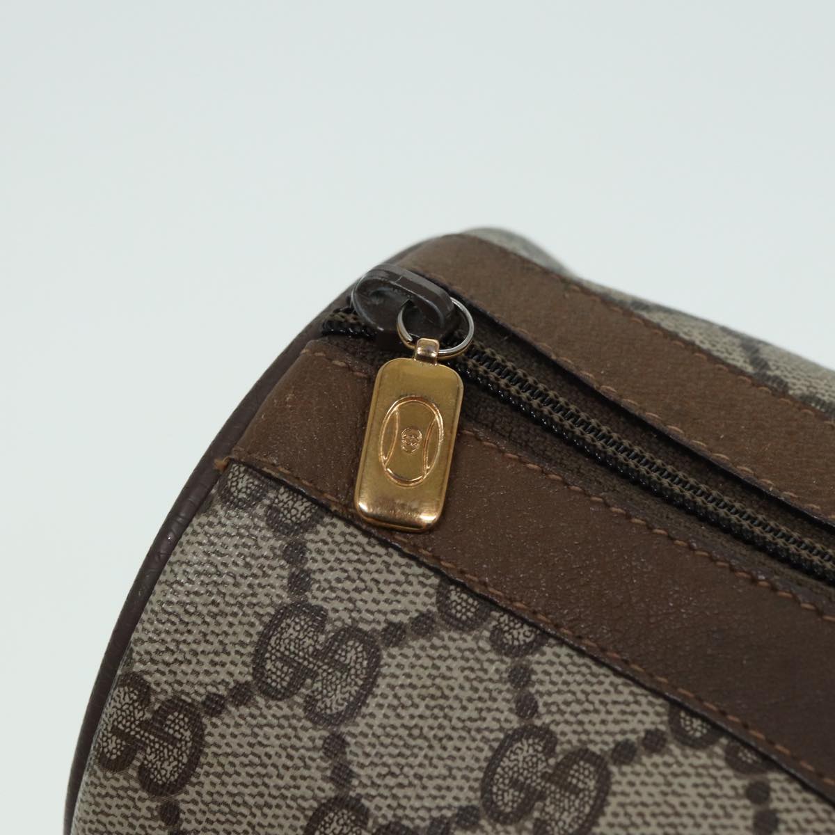 GUCCI GG Supreme Web Sherry Line Boston Bag PVC Beige 116 02 006 ep4871
