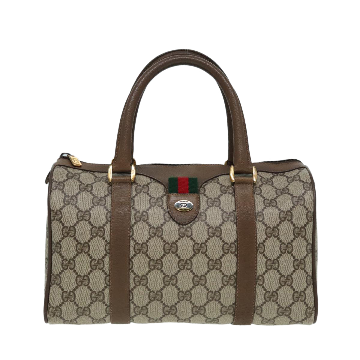 GUCCI GG Supreme Web Sherry Line Boston Bag PVC Beige 116 02 006 ep4871