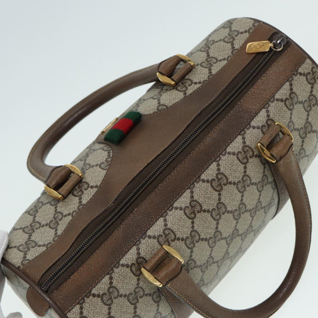 GUCCI GG Supreme Web Sherry Line Boston Bag PVC Beige 116 02 006 ep4871