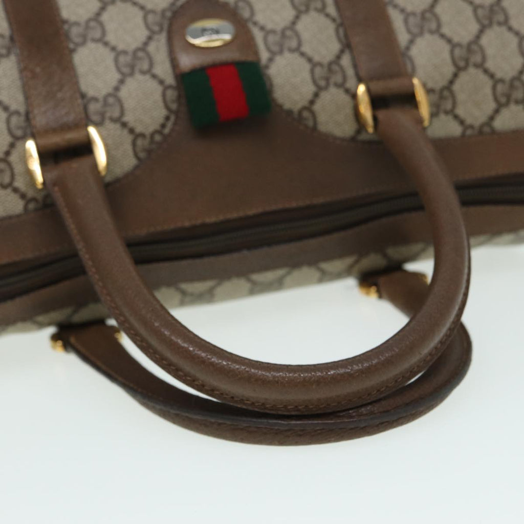 GUCCI GG Supreme Web Sherry Line Boston Bag PVC Beige 116 02 006 ep4871