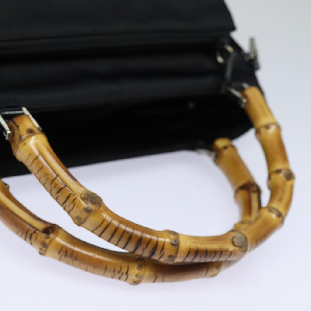 GUCCI Bamboo Hand Bag Nylon 2way Black 002 2122 0503 ep4880