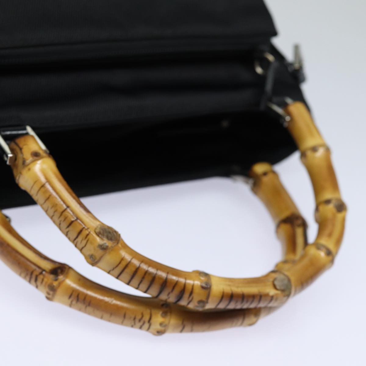 GUCCI Bamboo Hand Bag Nylon 2way Black 002 2122 0503 ep4880