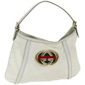 GUCCI Web Sherry Line Shoulder Bag Coated Canvas White Red 162740 ep4886