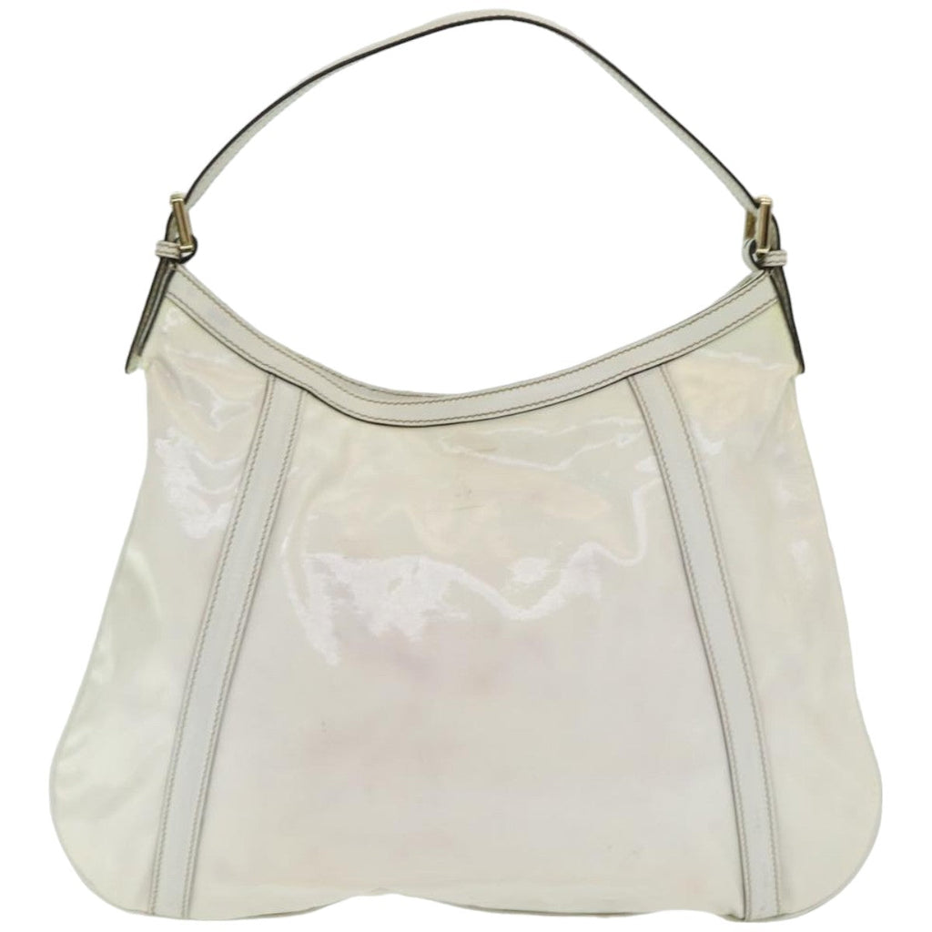 GUCCI Web Sherry Line Shoulder Bag Coated Canvas White Red 162740 ep4886