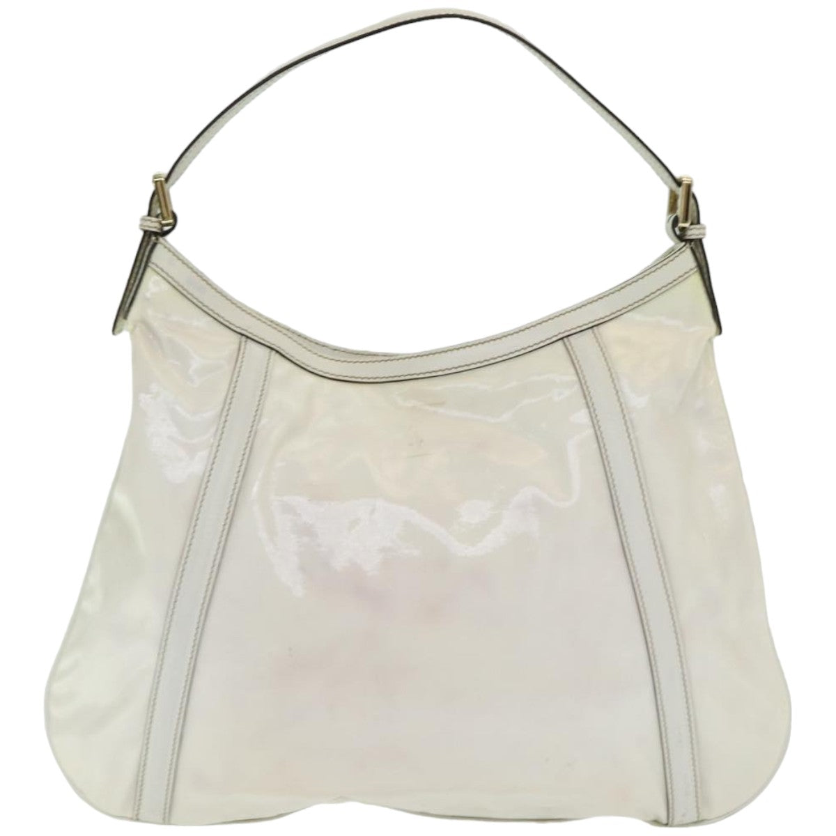 GUCCI Web Sherry Line Shoulder Bag Coated Canvas White Red 162740 ep4886