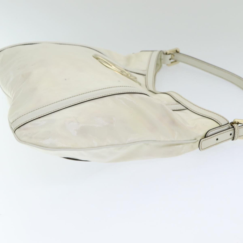 GUCCI Web Sherry Line Shoulder Bag Coated Canvas White Red 162740 ep4886