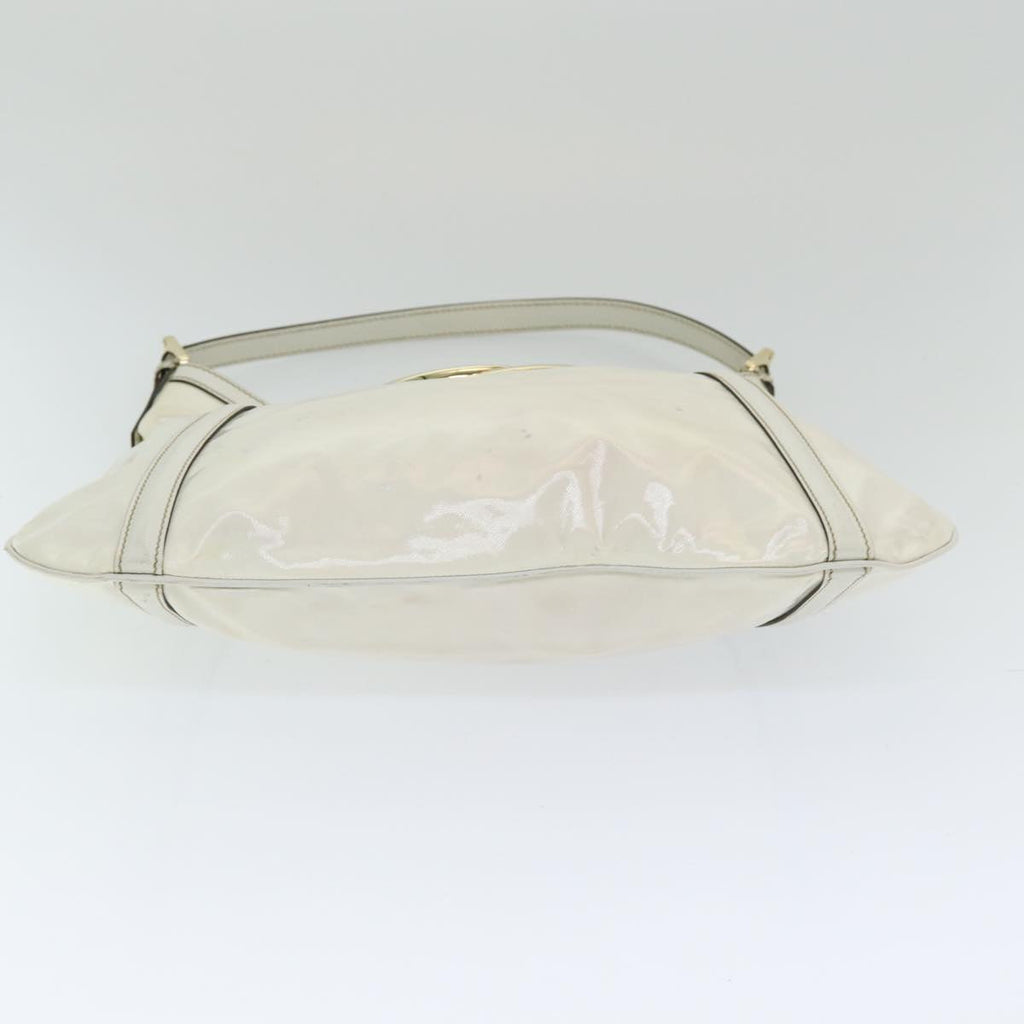 GUCCI Web Sherry Line Shoulder Bag Coated Canvas White Red 162740 ep4886