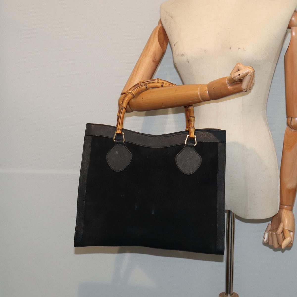 GUCCI Bamboo Hand Bag Suede Black 002 2865 0260 ep4887