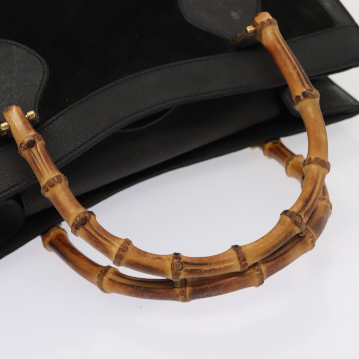 GUCCI Bamboo Hand Bag Suede Black 002 2865 0260 ep4887