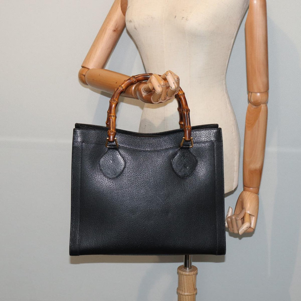 GUCCI Bamboo Hand Bag Leather Black 002 0260 2615 ep4888