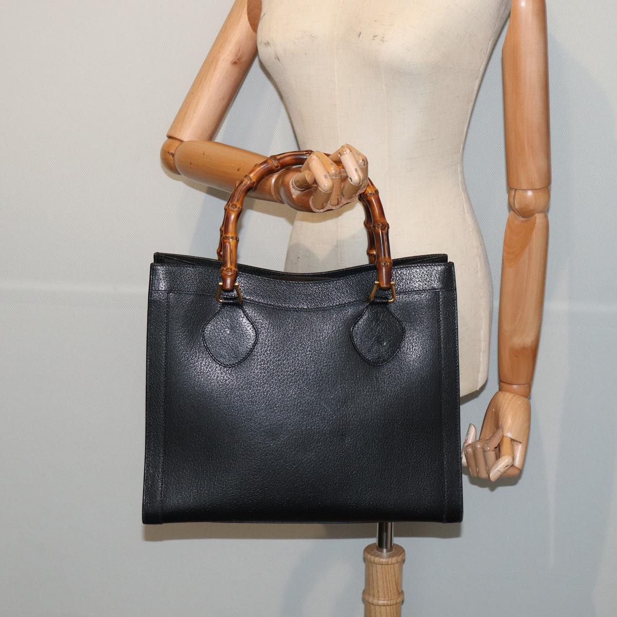 GUCCI Bamboo Hand Bag Leather Black 002 0260 2615 ep4888