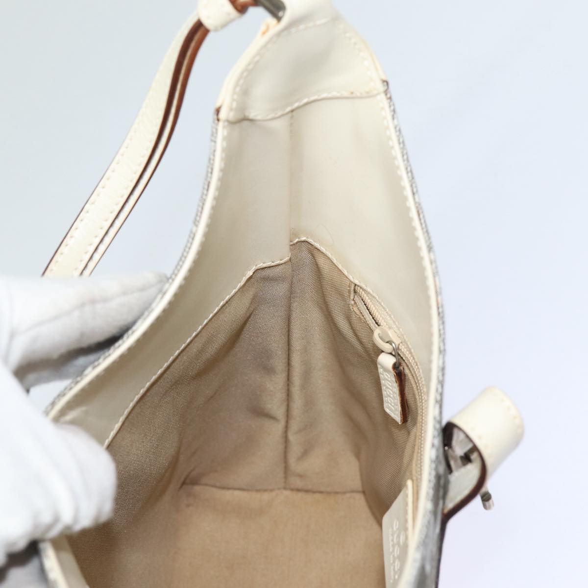 GUCCI GG Canvas Jackie Shoulder Bag White 001 3876 ep4890