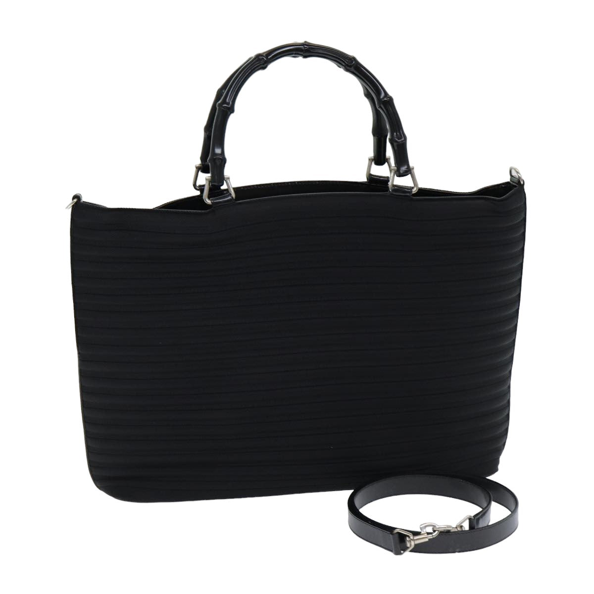 GUCCI Bamboo Tote Bag Nylon 2way Black 002 1998 0352 ep4901