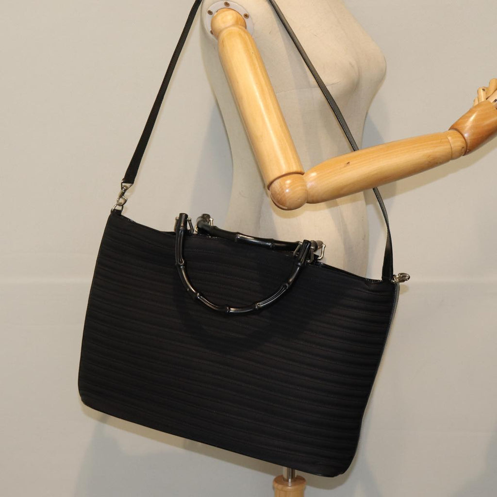 GUCCI Bamboo Tote Bag Nylon 2way Black 002 1998 0352 ep4901