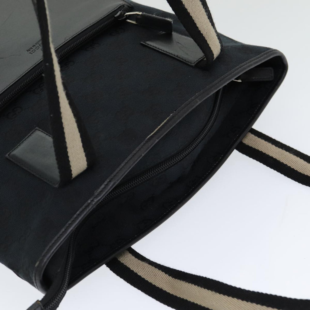 GUCCI GG Canvas Sherry Line Tote Bag Black White 019 0401 ep4907