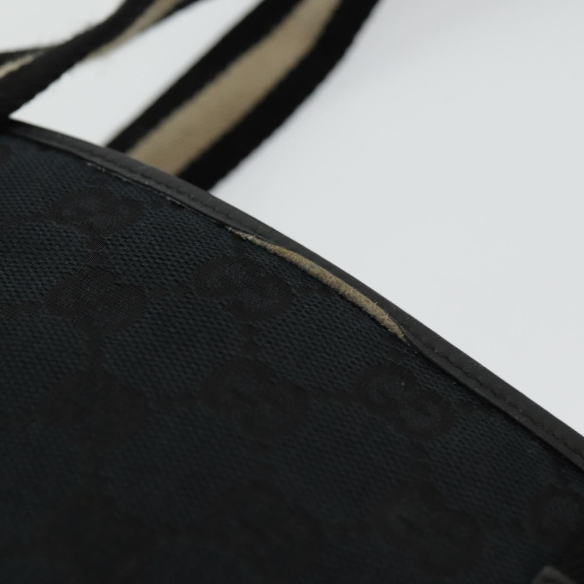 GUCCI GG Canvas Sherry Line Tote Bag Black White 019 0401 ep4907