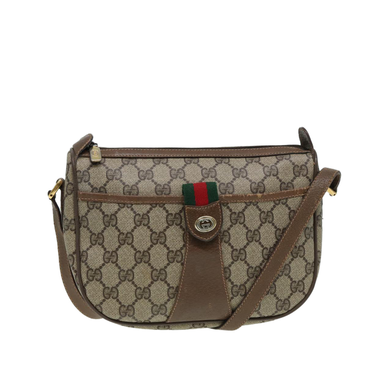 GUCCI GG Supreme Web Sherry Line Shoulder Bag PVC Beige 89 02 032 ep4914