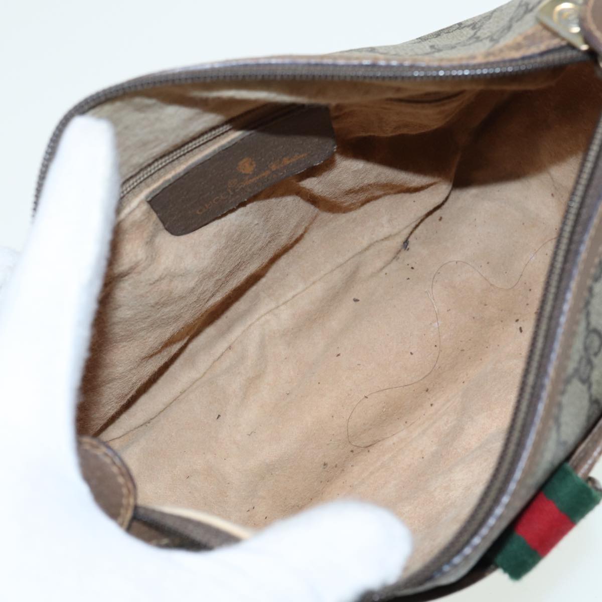 GUCCI GG Supreme Web Sherry Line Shoulder Bag PVC Beige 89 02 032 ep4914