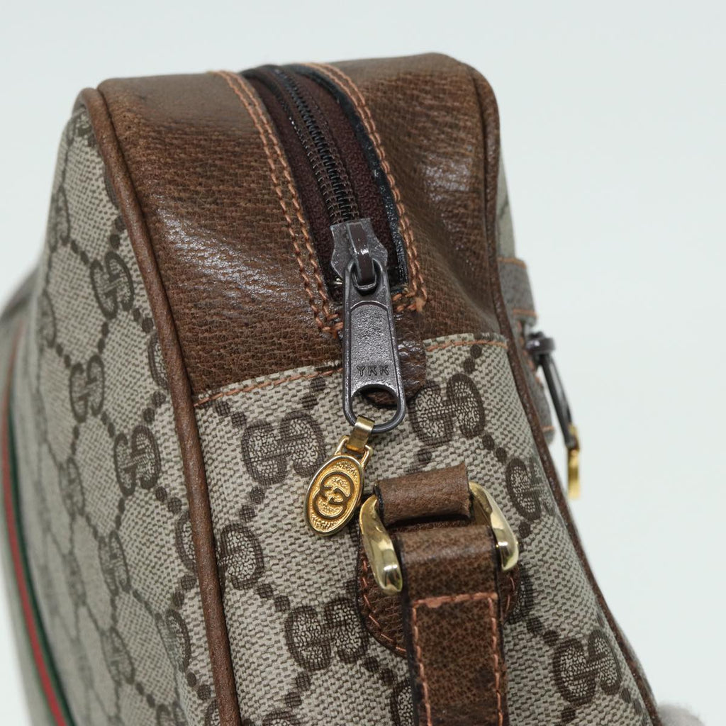 GUCCI GG Supreme Web Sherry Line Shoulder Bag PVC Beige Red 010 378 ep4916
