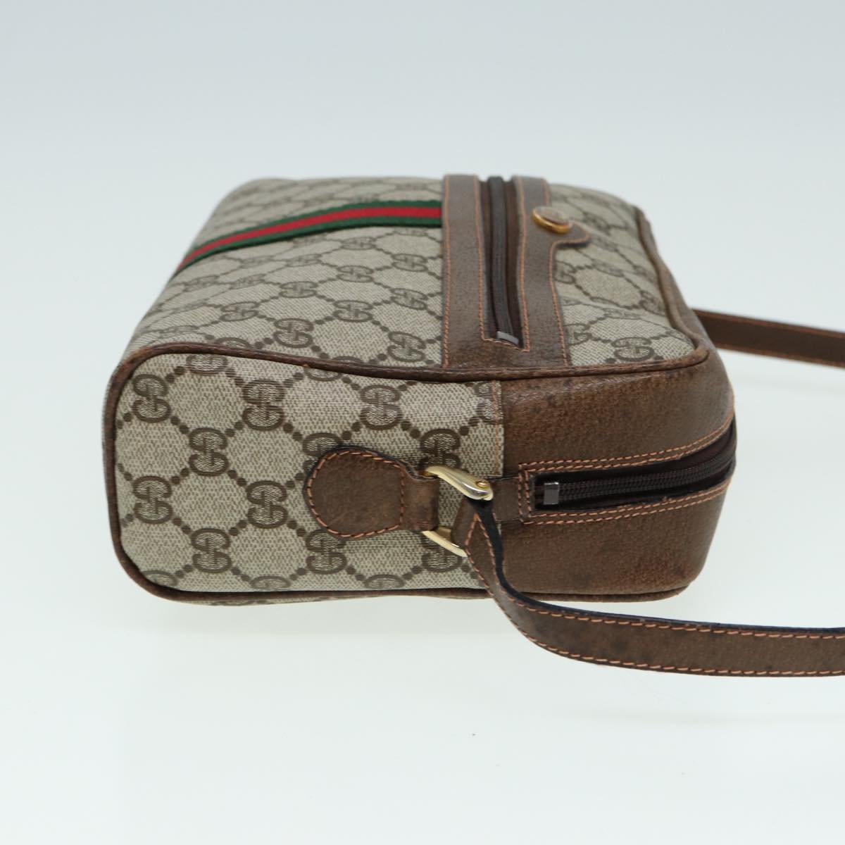 GUCCI GG Supreme Web Sherry Line Shoulder Bag PVC Beige Red 010 378 ep4916