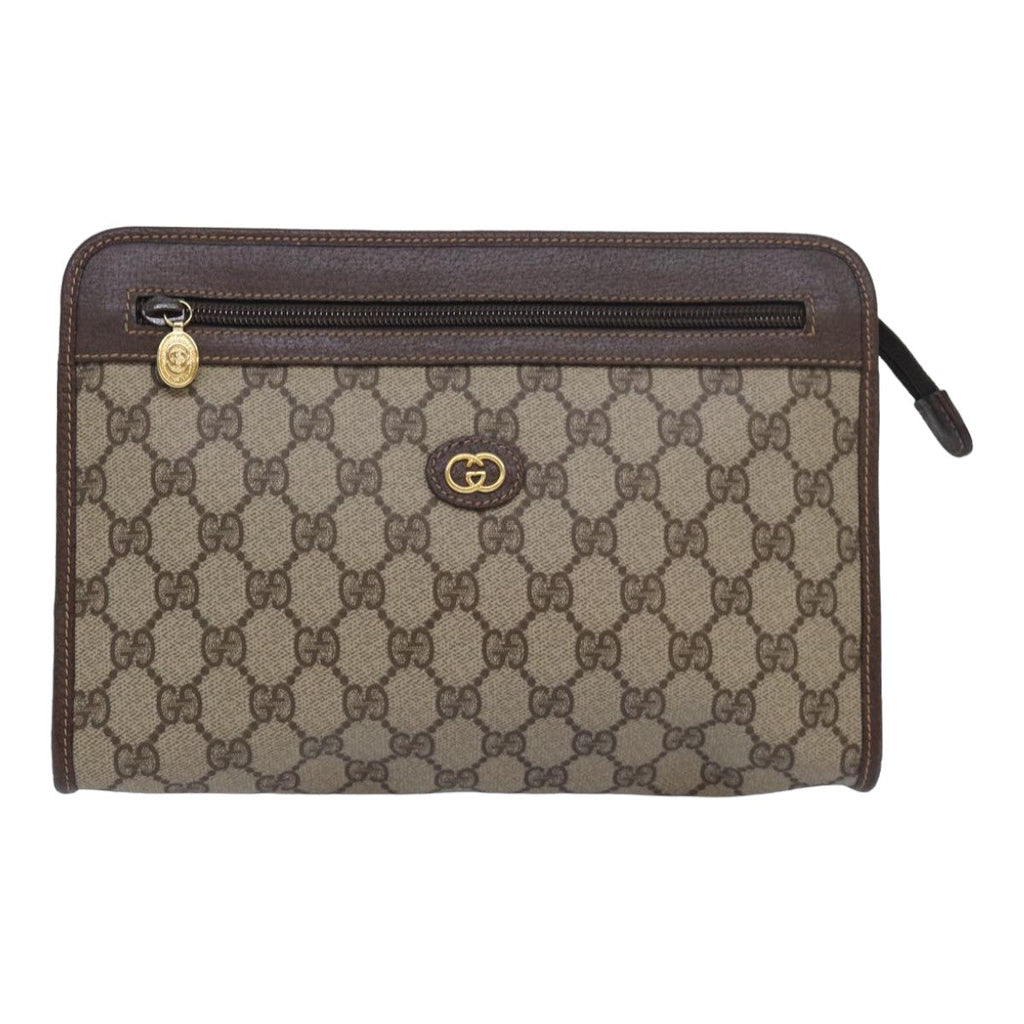 GUCCI GG Supreme Clutch Bag PVC Leather Beige 014 122 ep4918