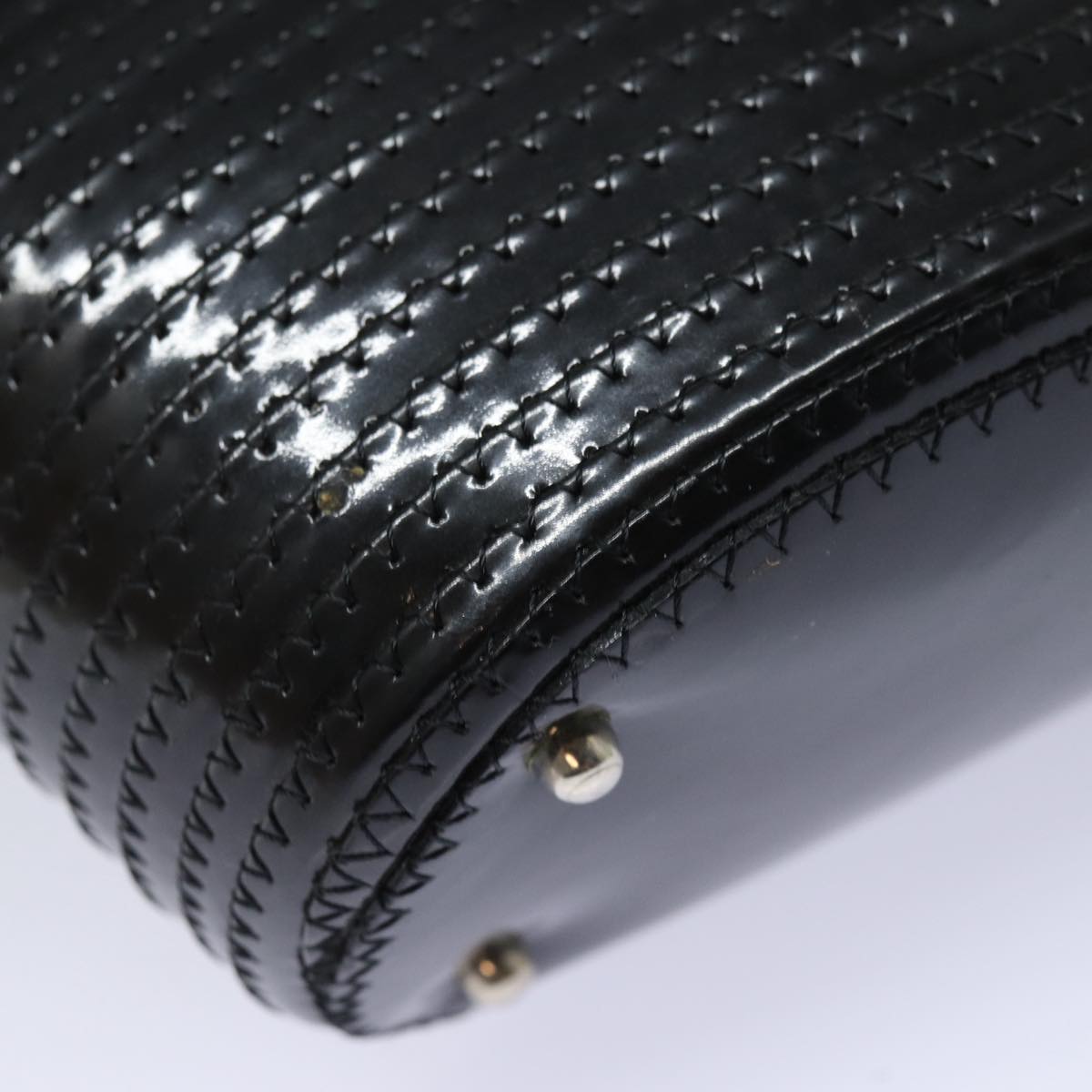 GUCCI Bamboo Hand Bag Enamel Black ep4934