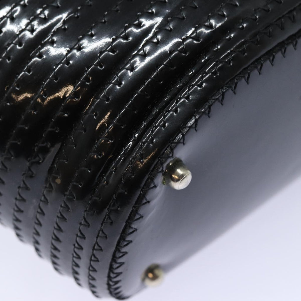 GUCCI Bamboo Hand Bag Enamel Black ep4934