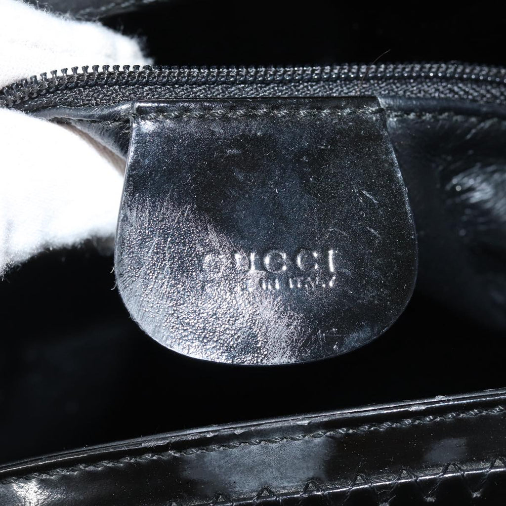 GUCCI Bamboo Hand Bag Enamel Black ep4934